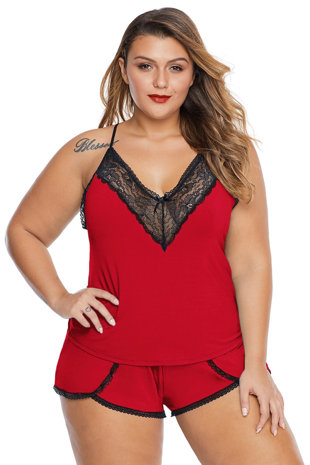 Plus Size Pajamas Cami Shorts Set