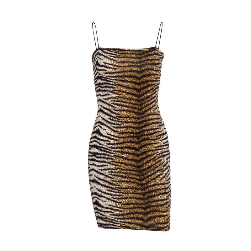 Animal print sexy short party dress Women winter mini bodycon