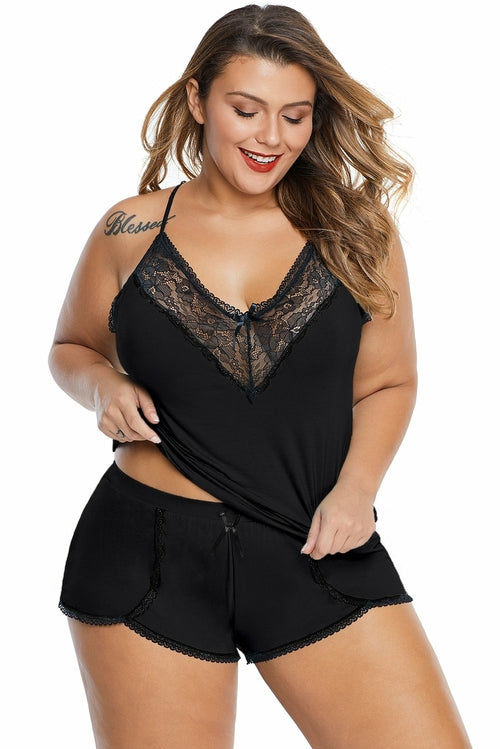 Plus Size Pajamas Cami Shorts Set