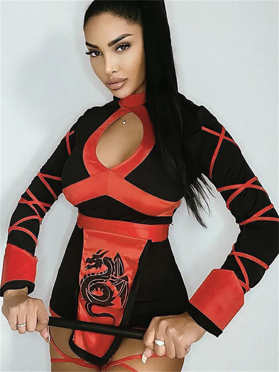 wsevypo Japanese Style Women Ninja Suits Warrior Clothes Outfit