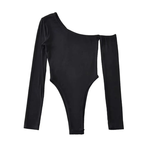 Elasticity Backlsess Solid Bodycon Autumn Off Shoulder Bodysuit Women