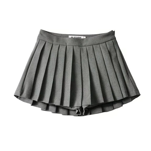 Zoki Sexy Women Pleated Skirts High Waist Summer Vintage Mini Skirts