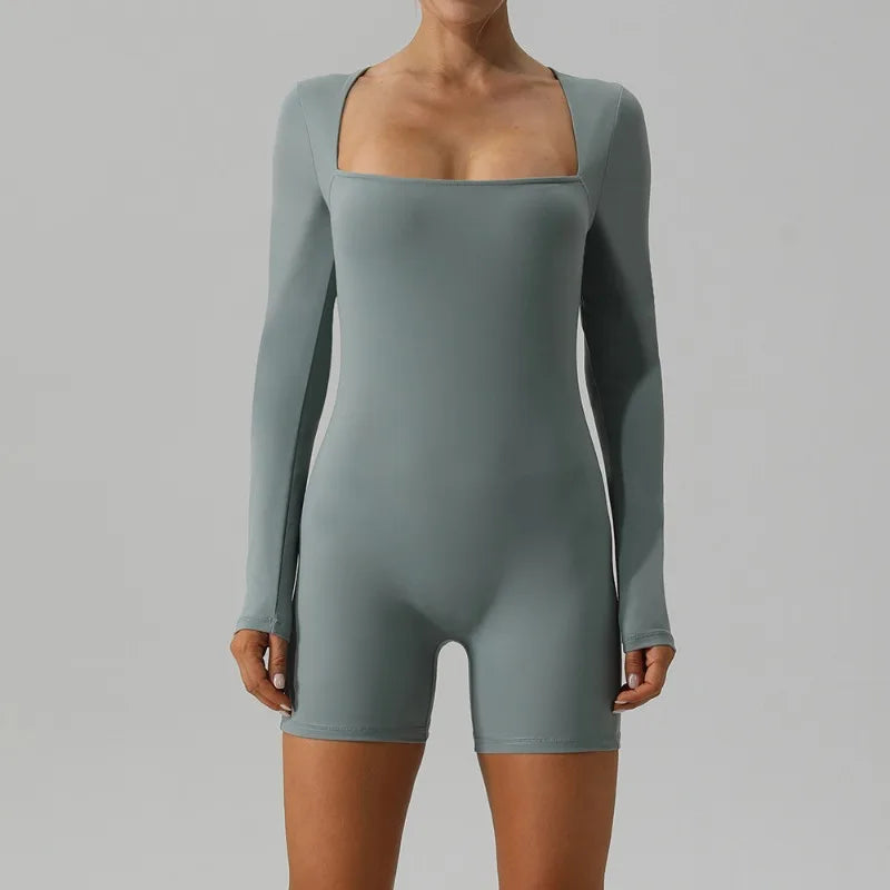 Sexy Slim Fit Yoga Bodysuit Long Sleeve Ballet Dance One Piece