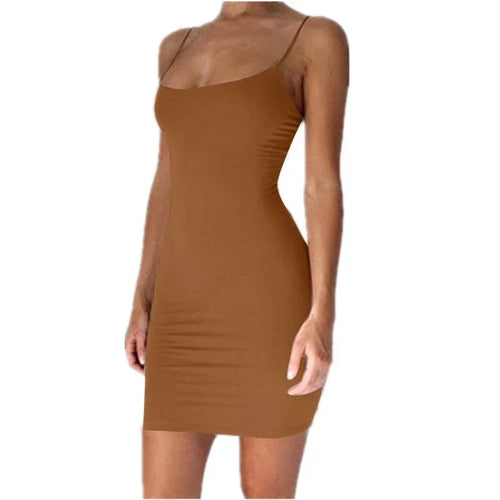 Summer Spaghetti Strap Mini Dress 2024 Women Sexy Bodycon Club Party