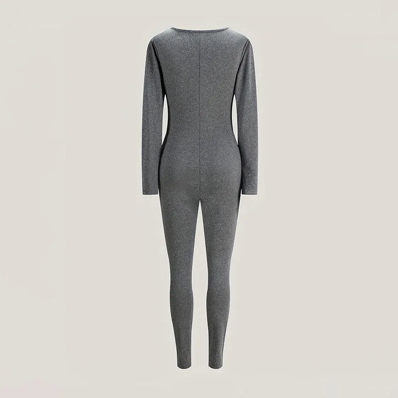 Sexy Sports Jumpsuits Women Autumn New Solid Long Sleeve Bodycon