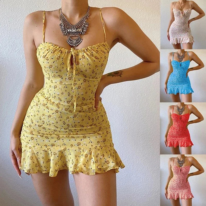 Women's Sexy Casual Home Small Floral Camisole Dress Summer