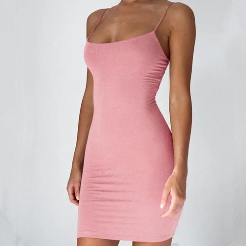 Summer Spaghetti Strap Mini Dress 2024 Women Sexy Bodycon Club Party