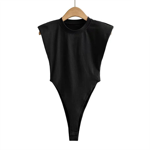 Sexy tops women Summer one-pieces bodycon bodysuit padded shoulder