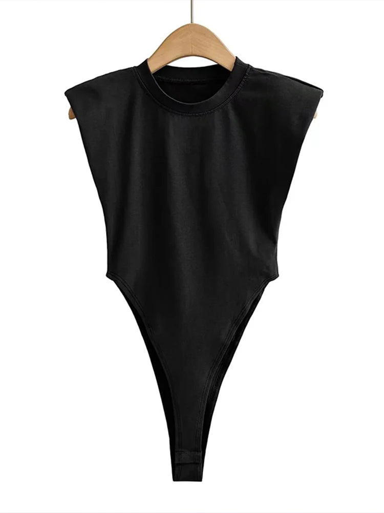 Sexy tops women Summer one-pieces bodycon bodysuit padded shoulder