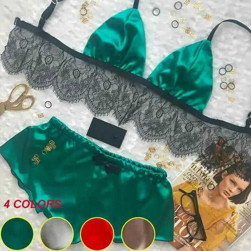 Women's Underwear Sexy Silk Satin Lingerie Pajamas Crop Tops