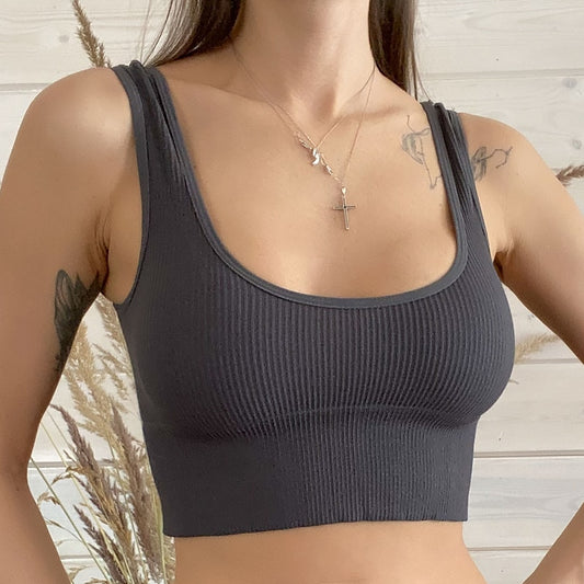 Women Tank Tops Streetwear Push Up Cropped Top For Female Padless