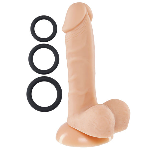 Pro Sensual Premium Silicone 6 Inch Dong With 3  Cockrings - Flesh